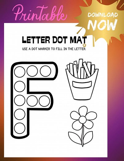 Letter F Dot Marker Page Printable | Learn the Letter F Activity | Preschool Alphabet Worksheet | Fine Motor Practice | Instant Download - Etsy
