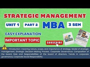 Strategic Management || Unit 1- Part 2 || MBA 3 SEM || Studies With NITIN
