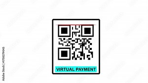 Scanning QR Code with Smartphone. Scan QR code barcode Virtual Payment animation . QR code Virtual Payment , cashless technology concept for white baground.4k motion video.....