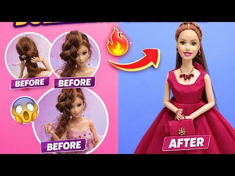 ✨ Doll Transformation | Old Doll Makeover into Beautiful Princess Doll 💖 | Satisfying Doll Makeover