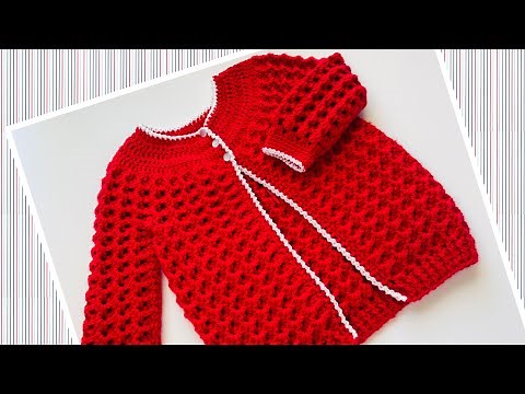 Crochet cardigan sweater or coat for girls in various sizes ‪@CrochetForBaby‬