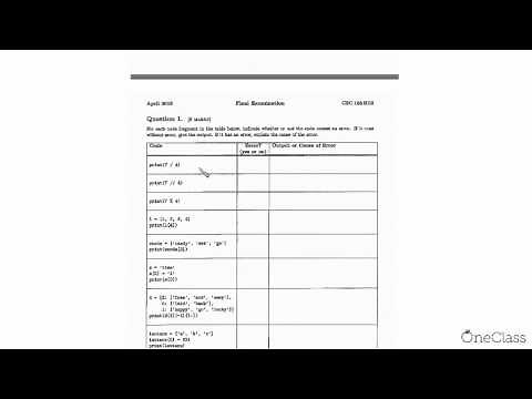 Computer Science: Final Exam Introduction (CSC108/CSCA08) - OneClass