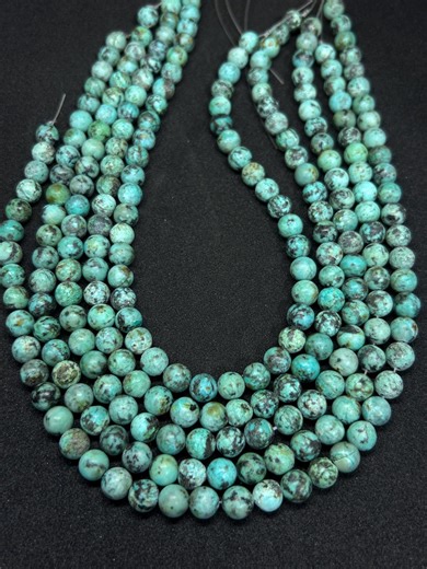 AAA African Turquoise Beads 8MM | 15 Inch Gemstone Strand | Round Smooth Turquoise Jewelry Making - Etsy