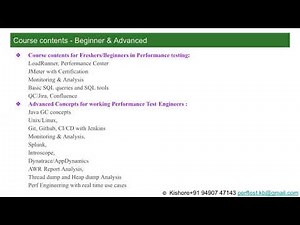 Session 1-Introduction to Performance Testing-Kishore +91 9059219399