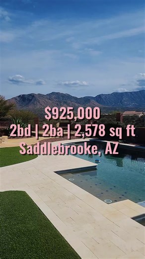 🌵 SaddleBrooke Preserve • 🛏 2 Bedrooms • 🛁 3 Bathrooms • 📐 2,578 Sq Ft • 💰 $925,000 Santa Fe style home with open concept living, fireplace, office/den, and a spa inspired primary suite. Backyard retreat with heated pool and spa, covered patio, dual paver patios, and sweeping mountain views. Owned solar and oversized 3 car garage. Located in Tucson’s premier active adult community. Resort style desert living at its best 🌄 Listed by Wolfe-Gathmann, Long Realty Company #tucson #tucsonarizona