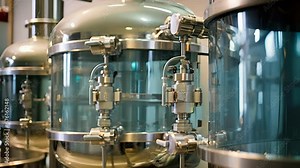 A closeup view of the enzymatic hydrolysis tanks used in the bioethanol production process. These tanks contain a mix of enzymes that break down complex carbohydrates into simpler sugars,