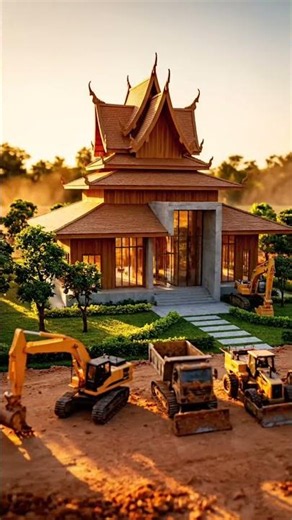 Stunning khmer Modern House Model: Construction Site Showcase! 🏡🏗️