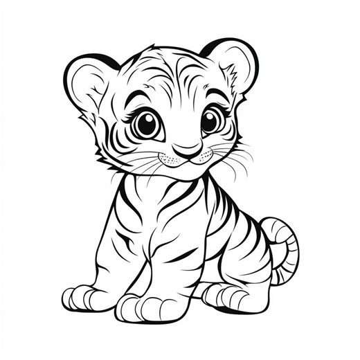 Baby Tiger Coloring Page for Preschoolers (digital Download PDF) - Etsy
