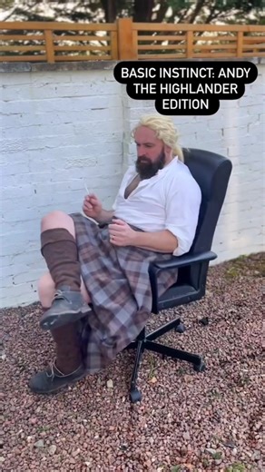 This weekend marks the 30th anniversary of ‘Basic Instinct’ and the iconic leg scene! I couldn’t resist giving it some highlander flavour! #andythehighlander #basicinstinct #scotland #fyp #outlandertiktok #outlander #samheughan #legs #sharonstone