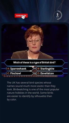 Which of These Is a Real British Bird? 🐦 #quiz #millionaire #trivia #birds #animals #didyouknow #tv