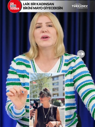 Sevda Türküsev: ◻️ Bu sokak röportajında konuşan kadın diyor ki; 'Bikini ve mayoyla denize girilen yerde işte haşemalılar girmesin. Nasıl ki camiye bikiniyle, mayoyla girilmiyorsa, denize de o öyle gelmesin.' Abi sizin nasıl bir Allah bilinciniz var? Sizin nasıl bir din bilginiz var? ◻️ Camiyle senin bikini ve mayoyla denize girmenin ne alakası var? Sen camiye giren veya tesettürlü bir insana 'Bikini ve mayo giymiyor' diye veya orada haşemayla denize giriyor diye bu mantıkla eleştiriyorsan sen z