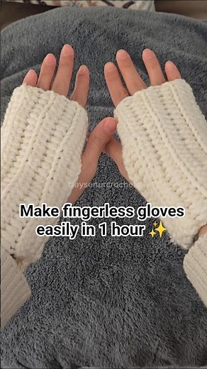 Make fingerless gloves easily in 1 hour ✨️ #reklamyok#crochet #fingerlessgloves #handmade