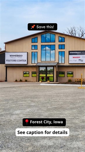 Looking for a legit free RV overnight option in Iowa? 📌 Save This One! The Winnebago Visitor Center in Forest City allows short-term RV parking at no cost. RVers commonly stay one to two nights while visiting the factory or passing through the area. Overnight parking is handled through the Visitor Center and is first-come, first-serve. Some spots offer electrical hookups, and additional amenities like water access and a dump station are typically available nearby at the Winnebago Rally Grounds 