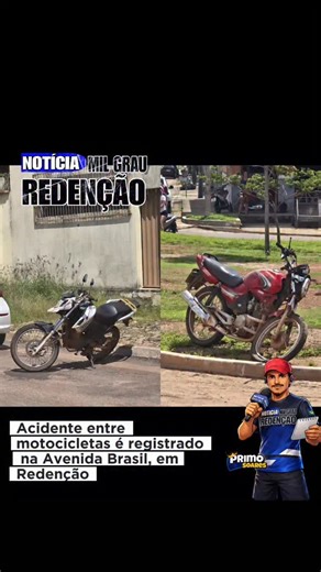 Redenção | Notícia | Entretenimento on Instagram: "Um acidente envolvendo duas motocicletas foi registrado no início da tarde desta segunda-feira, dia 26, na Avenida Brasil, esquina com a Avenida Robson Wencerlens Gurjão, no município de Redenção. De acordo com as informações apuradas no local, um dos motociclistas seguia sentido a Avenida Robson Wencerlens Gurjão e entrou no cruzamento, momento em que acabou colidindo com o motociclista que trafegava pela Avenida Brasil. A sinalização existente