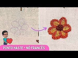🏵️ Mini flor em bordado livre para iniciantes: ponto haste + nó francês passo a passo