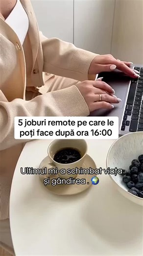 Dar mai întâi asigură-te că mă urmărești pentru a-ți putea da detaliile . 5 activități remote pe care le poți face după ora 16:00 Ultima este cea care mi-a schimbat parcursul! ☁️✨ 1. Testarea platformelor digitale Primești acces la site-uri și aplicații noi pentru a le verifica funcționalitatea și a oferi feedback. Exemple: Testbirds, UserTesting, TryMyUI. 2. Asistență clienți de la distanță Dacă ești o persoană comunicativă căreia îi place să ofere soluții și să ajute. Exemple: site-uri de supo