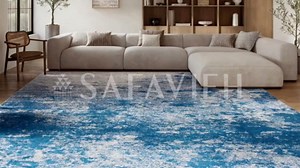 SAFAVIEH Brentwood Collection Area Rug - 9' Square, Grey & Navy, Modern Abstract Design, Non-Shedding & Easy Care, Ideal for High Traffic Areas in Living Room, Bedroom (BNT822G)