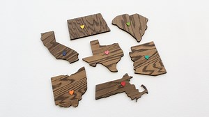 Wooden State Signs Wall Art With Heart: Personalized Decor and Gifts - Etsy