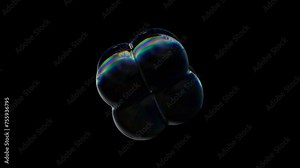 3d Transparent rotating glossy meta cube with dispersion effect. Rainbow colors reflection glass. 3d render animation loopable