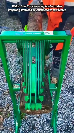Amazing log holding jig for cutting firewood.