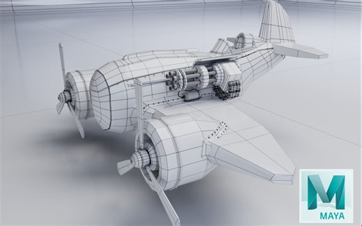 【Maya建模】如何快速制作模型，飞机模型完整布线教程 简单易上手 带你入门到精通