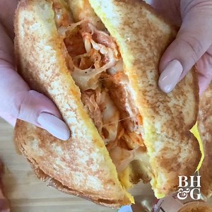 Easy Breakfast Sandwich: You may have seen this method for making breakfast egg sandwiches in your social media feeds, now you can master it, too! Sammy Mila walks us through how to make this clever sandwich, perfect for weekend brunch. Get the recipe and full how-to: https://bit.ly/3fxkDyy | Better Homes & Gardens