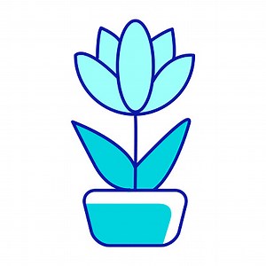Blossoming flower in pot semi flat color vector element. Full sized...