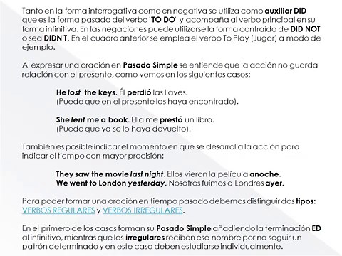 Pasado Simple – (Simple Past Tense) | Aprender Inglés Fácil