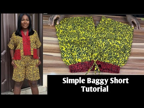 How to Cut and Sew Simple Baggy shorts with Elastic Band and Drawstrings| Jumbo shorts | Short Nikka