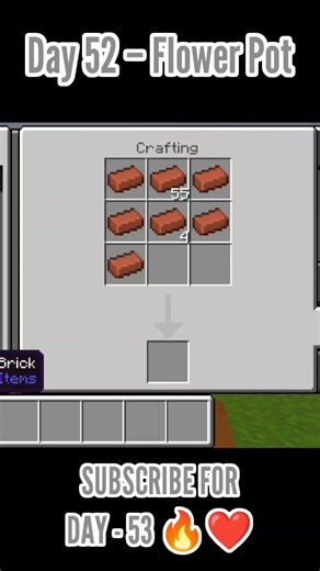 Minecraft Crafting | Day 52 – Flower Pot #minecraft #mcpe #shorts