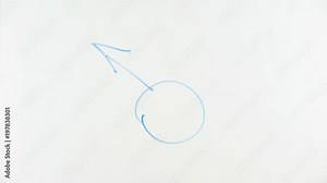 Mars symbol drawn on glass, sign for male organism or man, gender defining
