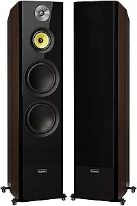Fluance Signature HiFi 3-Way Floorstanding Tower Speakers with Dual 8" Woofers for 2-Channel Stereo Listening or Home Theater System - Natural Walnut/Pair (HFFW)