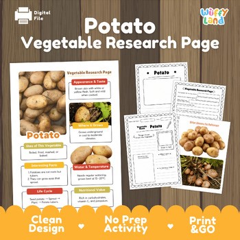 Potato Vegetable Research Project | Plant Science Activity Life Cycle Worksheet