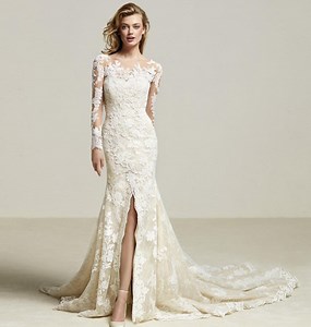 [Hot Item] Long Sleeves Lace Bridal Gowns Front Split Sexy Wedding Dress Lb1859