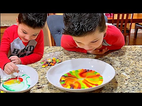 SCIENCE EXPERIMENTS with CALEB! 🌈 SKITTLES SCIENCE EXPERiMENT with mom! Family DIY Fun