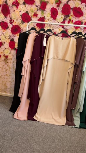 NEW STOCK ! AVA-Ladies Pearl Scarf Abaya Modest Dress With Back Belt Size 8-16 Length 56