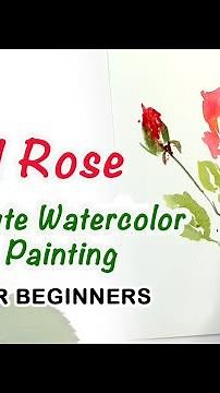 Easy Red Rose Watercolor Tutorial for Beginners - 5 Minute Step-by-Step Painting