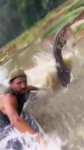 Giant Snake Charges Their Boat Mid-Paddle