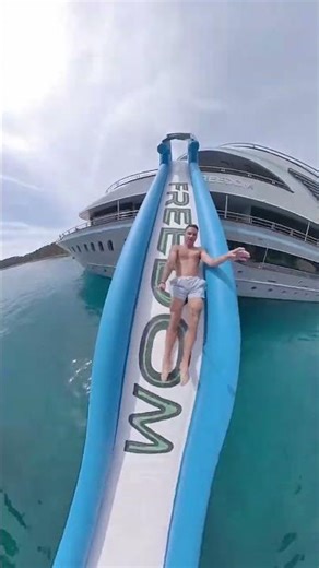This water slide just changed the game #yachtlife #adventure