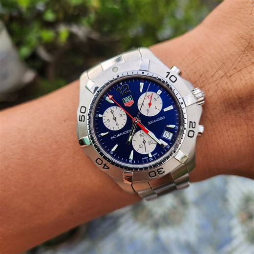 Royal Vogue Manila | Tag Heuer Aquaracer Chronograph Sunray Blue Dial 41mm Model/Ref：CAF1112 Movement： Quartz Size：41mm Inclusions: Unit, Double Box, Extra... | Instagram