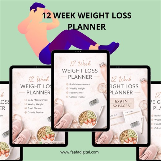 12 Week Weight Loss Planner| Fitness & Diet Planner| Calorie Tracker and Body Measurement - Etsy