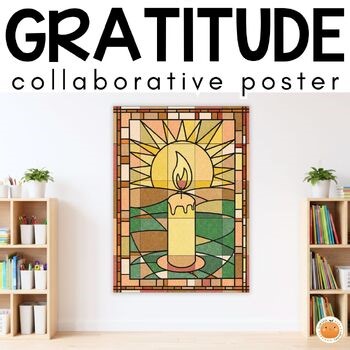 Candle Stained Glass Collaborative Poster | Thanksgiving Art Activity