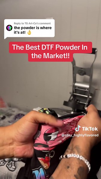 Replying to @TG Art-Co The Best DTF Powder on the market! #dtftransfers #dtfsupplies #dtfprinting #dtfpaper #tshirtprinting #tshirtbusiness #tiktokshop