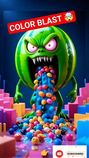 "Angry Monster Vomits Colorful Balls 😂🍭 | Funny Animation #shorts"