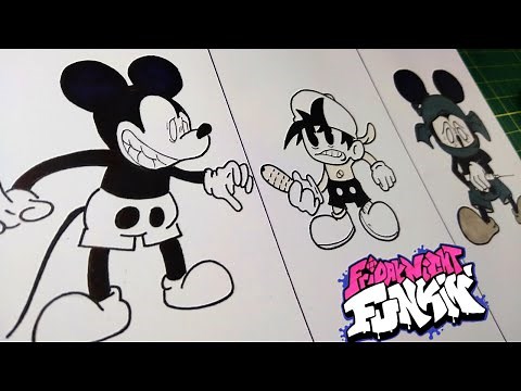 DIBUJO 🐭MICKEY MOUSE Wed Infidelity DE FRIDAY NIGHT FUNKIN | DRAWING MICKEY MOUSE FNF CHARACTERS