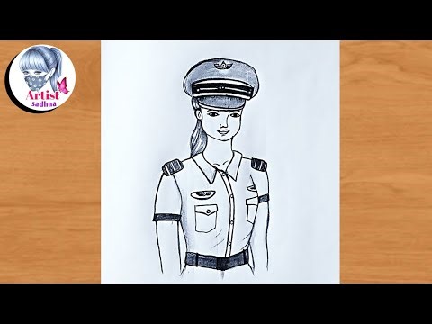 How to draw a pilot girl // Easy drawing for beginners // Pilot girl drawing easy