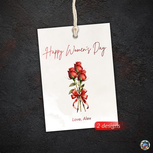 Women’s Day Gift Tags Template, Editable Printable, Floral Rose Gift Tag Set - Etsy