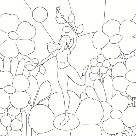 Whimsical Nature Coloring Page | February: Part 1/4 | Line Art