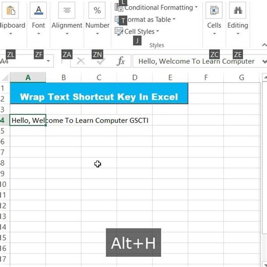 Wrap Text Shortcut Key In Excel #shorts #excel #exceltutorial.