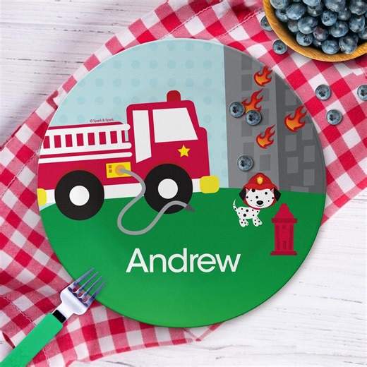 Fighting Fire Mealtime Set - Custom Dinnerware for Kids - Children's Plate, Bowl, Mug, Placemat and Cutlery- Non Melamine. Birthday Gift - Etsy